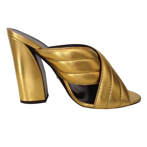 gucci sylvia mules gold|Gucci Sylvie Web Accent Leather Mules .